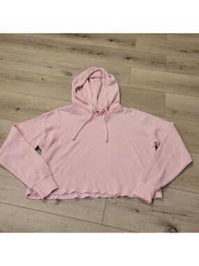 Tna Pink Waffle Knit Thermal Cropped Hoodie Sz Small